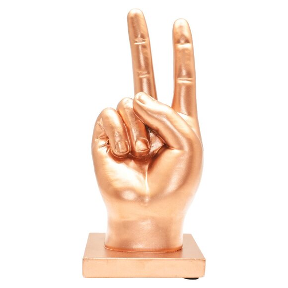 Adam & Friends Home Decor Peace Sign Sculpture | 1-Piece | Bronze - Picture 1 of 4